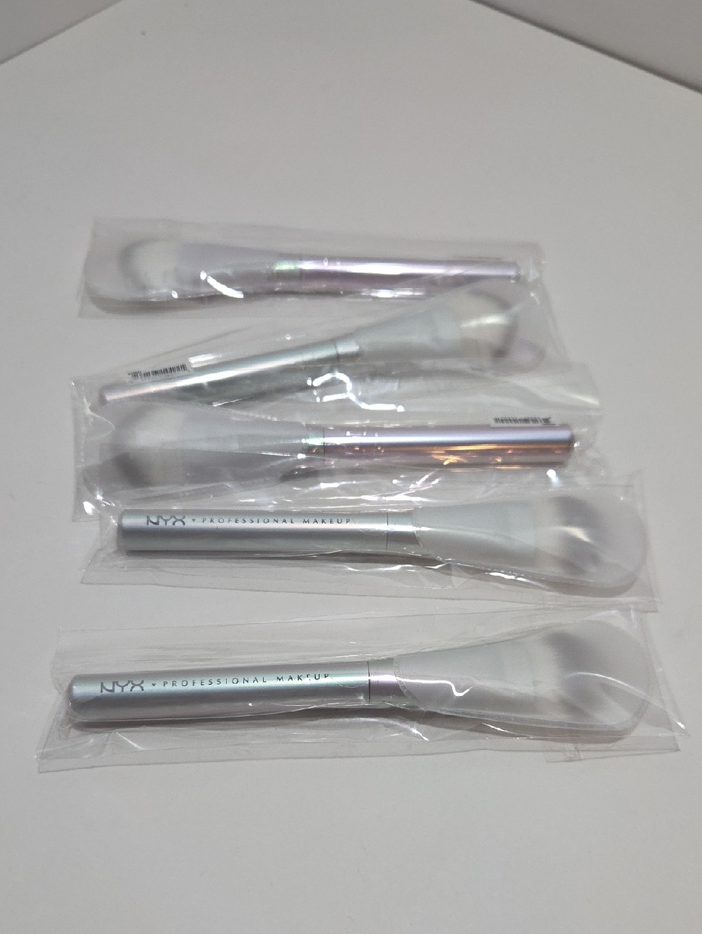 NYX Professional Makeup Silver Iridescent Handle Face Brushes (Set of 5)